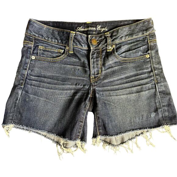 American Eagle Stretch  Off Frayed Shorts Medium Blue Womens Size 6 - Picture 1 of 7